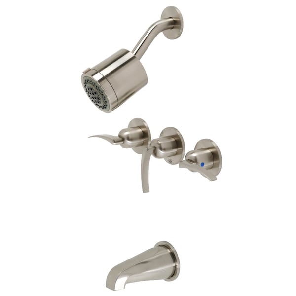 Tub and Shower Faucet, Brushed Nickel, Wall Mount